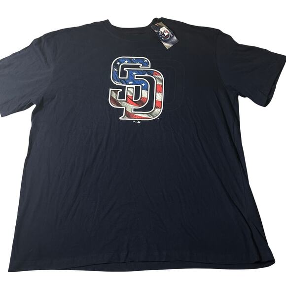 NEW San Diego Padres Tee Navy USA Flag Graphic T-Shirt Fanatics MLB‎ Men 2XL - Picture 1 of 8